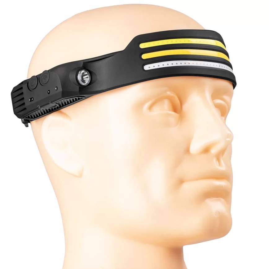 LED Dimmable rechargeable headlamp with sensor and red light 4xLED/5V IP44 300 shiny 1200 mAh