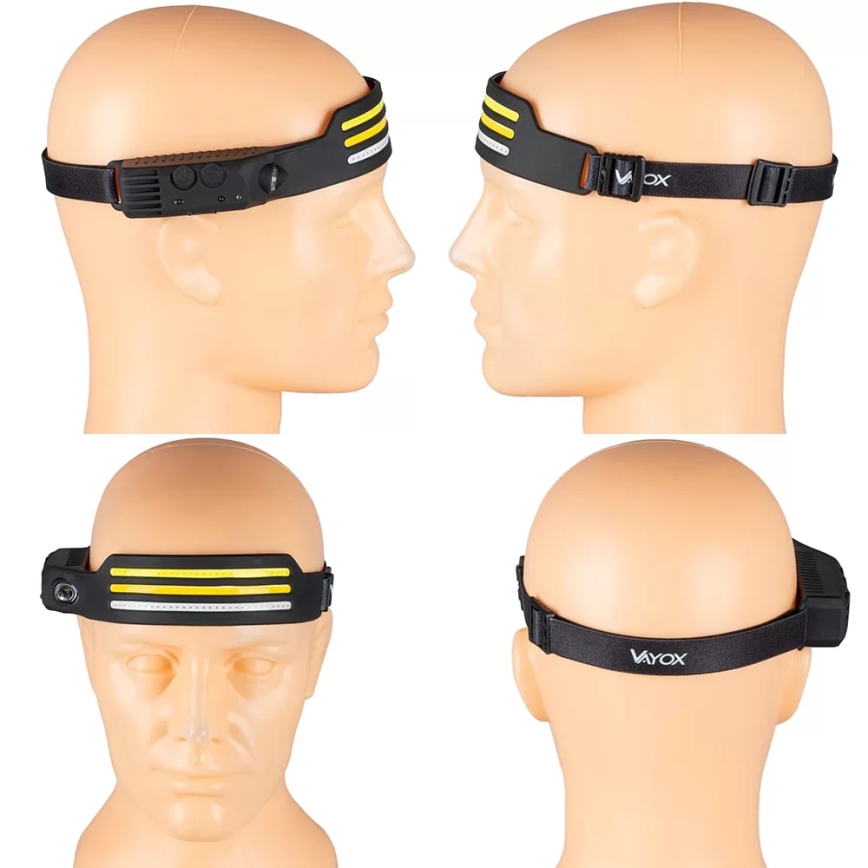 LED Dimmable rechargeable headlamp with sensor and red light 4xLED/5V IP44 300 shiny 1200 mAh