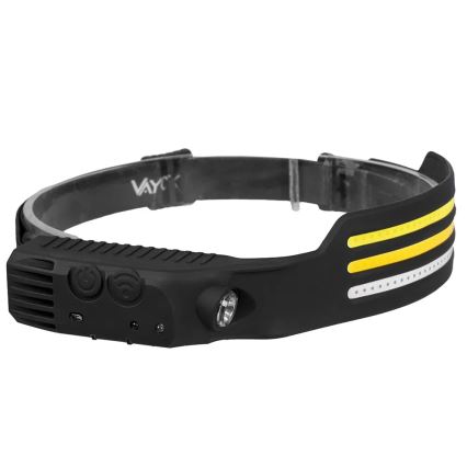 LED Dimmable rechargeable headlamp with sensor and red light 4xLED/5V IP44 300 shiny 1200 mAh
