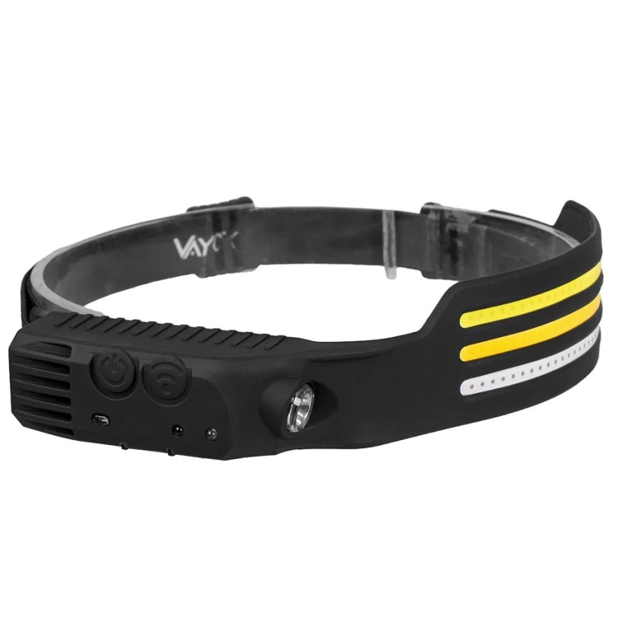 LED Dimmable rechargeable headlamp with sensor and red light 4xLED/5V IP44 300 shiny 1200 mAh