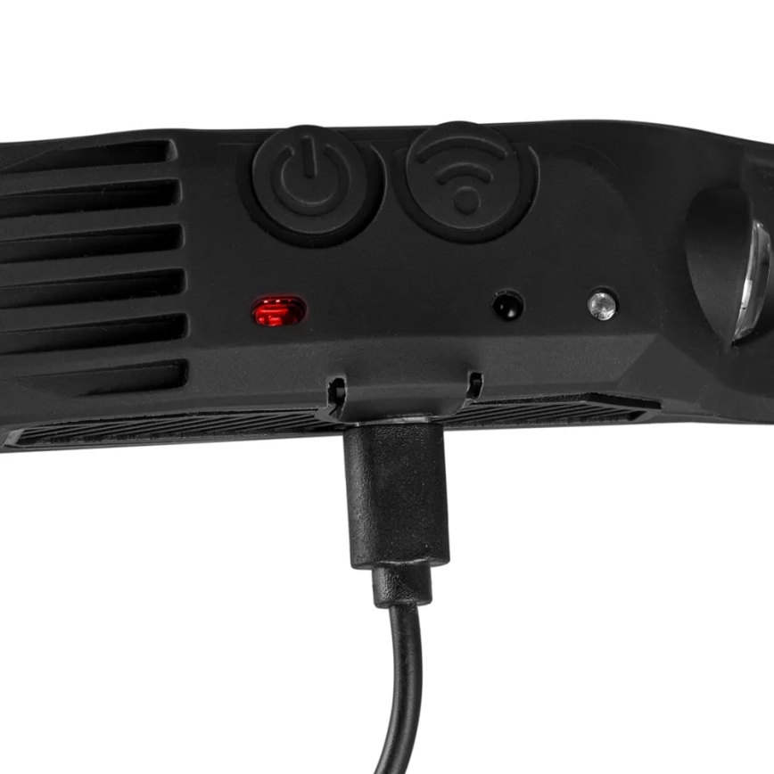 LED Dimmable rechargeable headlamp with sensor and red light 4xLED/5V IP44 300 shiny 1200 mAh