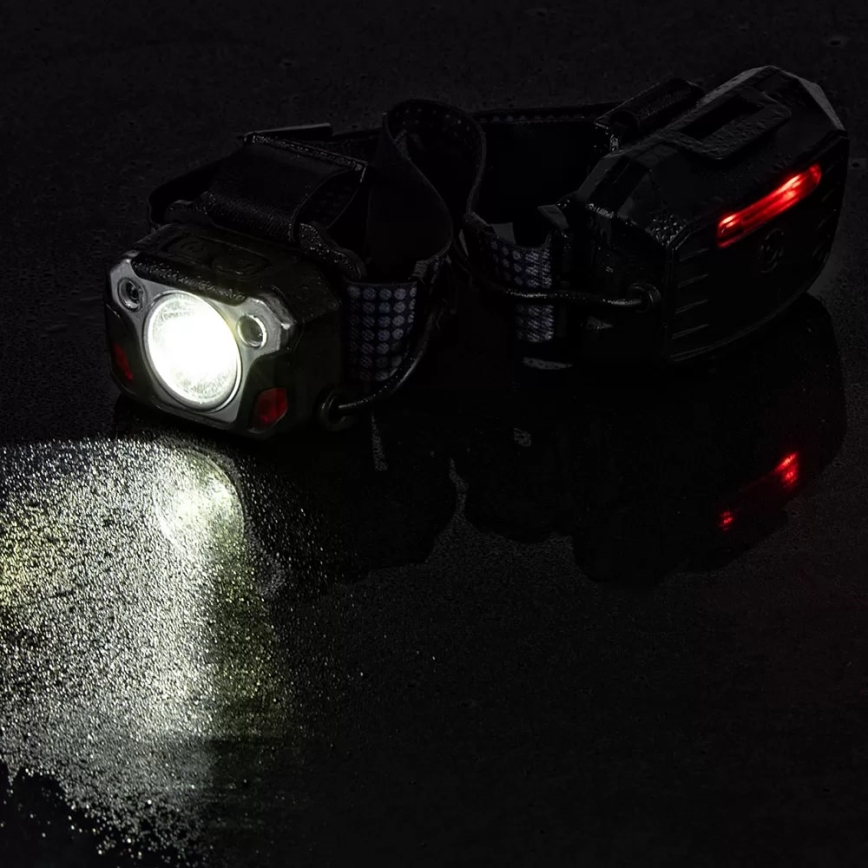 LED Dimmable rechargeable headlamp with sensor with a power bank function and red light LED/10W/5V IP44 1200 shiny 4000 mAh