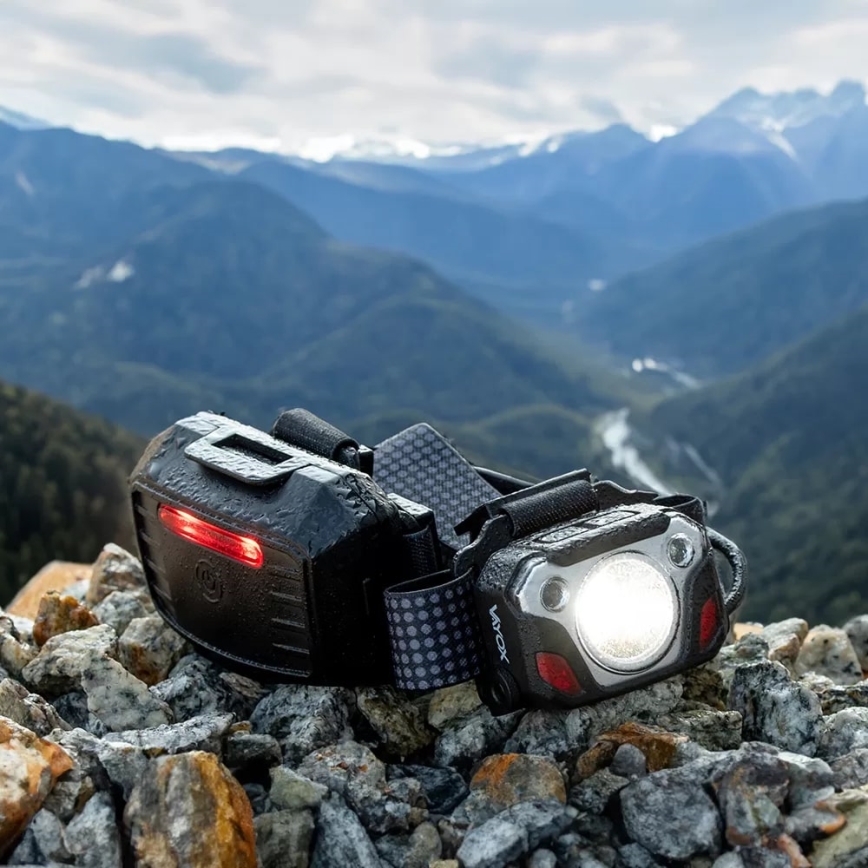 LED Dimmable rechargeable headlamp with sensor with a power bank function and red light LED/10W/5V IP44 1200 shiny 4000 mAh