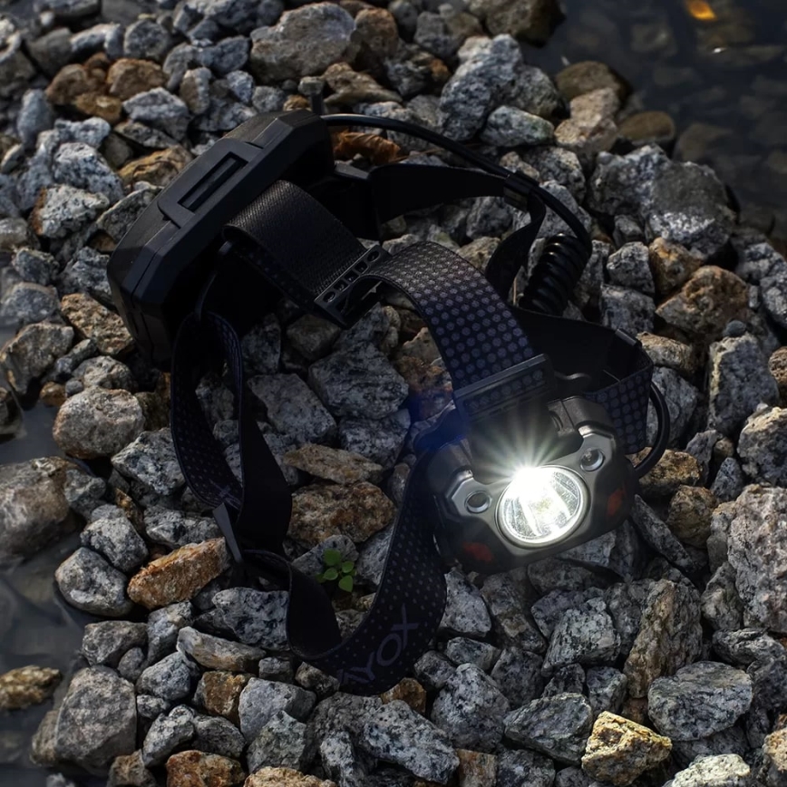 LED Dimmable rechargeable headlamp with sensor with a power bank function and red light LED/10W/5V IP44 1200 shiny 4000 mAh