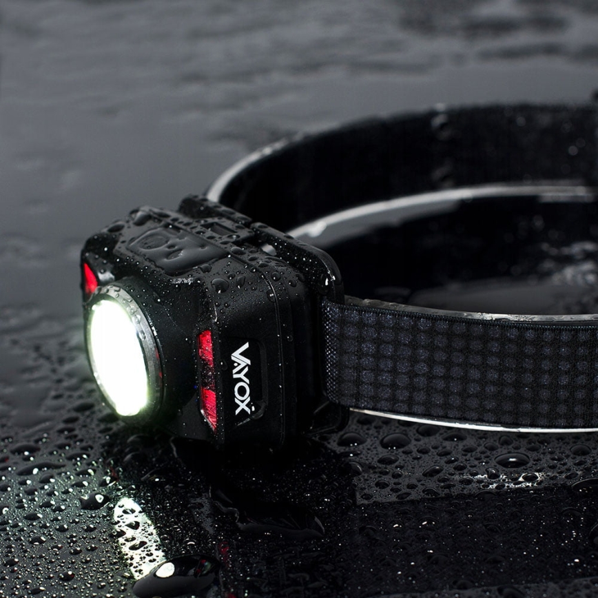 LED Dimmable rechargeable headlamp with sensor and red light LED/15W/5V IP66 430 shiny 1800 mAh