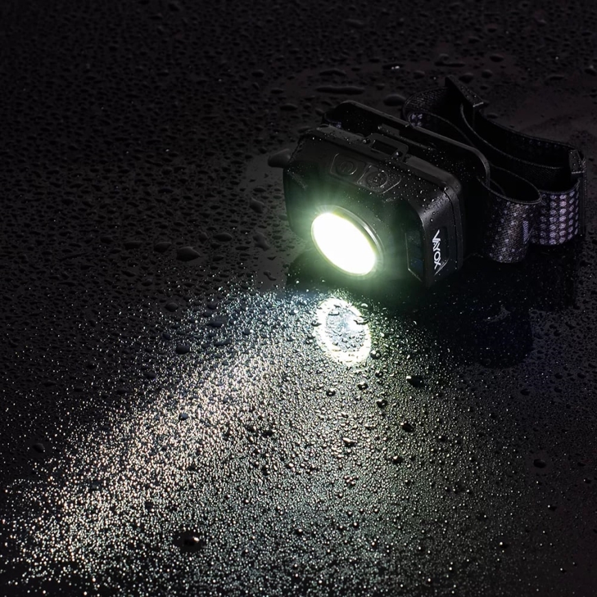 LED Dimmable rechargeable headlamp with sensor and red light LED/15W/5V IP66 430 shiny 1800 mAh