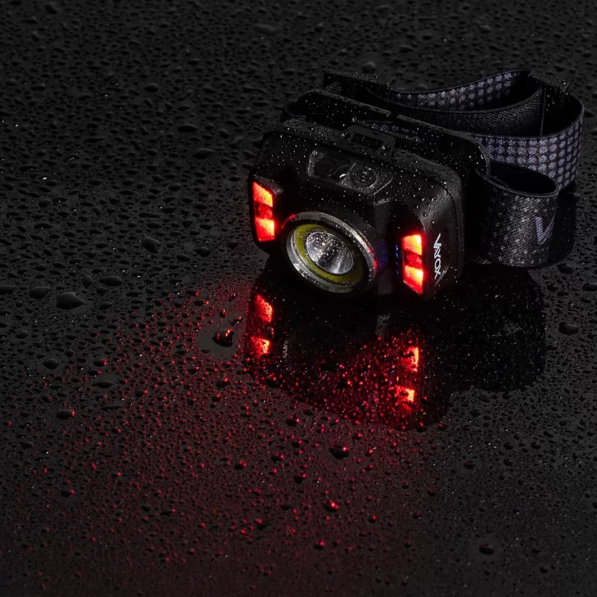 LED Dimmable rechargeable headlamp with sensor and red light LED/15W/5V IP66 430 shiny 1800 mAh