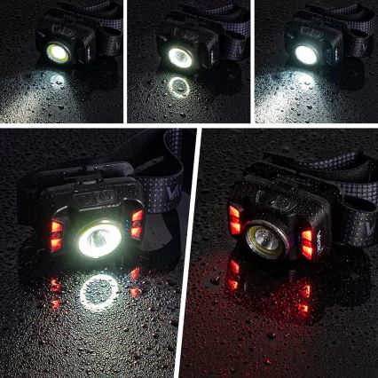 LED Dimmable rechargeable headlamp with sensor and red light LED/15W/5V IP66 430 shiny 1800 mAh