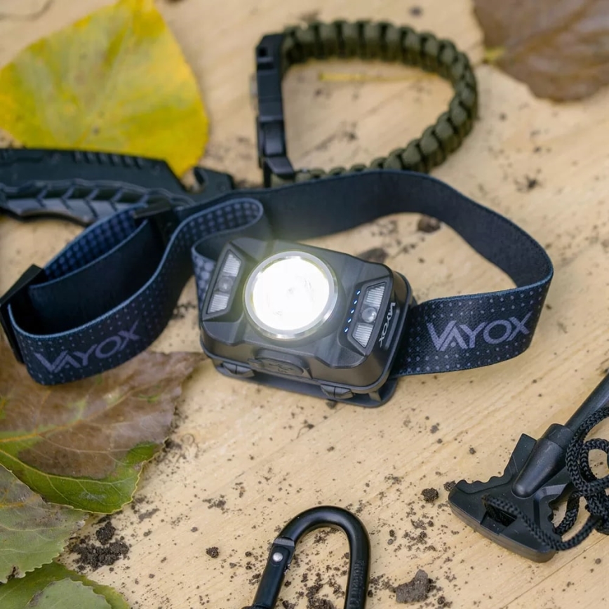 LED Dimmable rechargeable headlamp with sensor and red light LED/15W/5V IP66 430 shiny 1800 mAh
