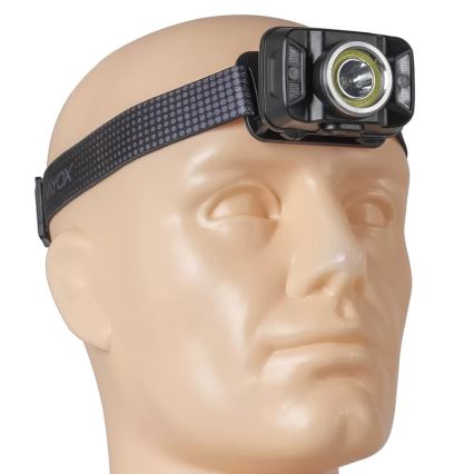 LED Dimmable rechargeable headlamp with sensor and red light LED/15W/5V IP66 430 shiny 1800 mAh