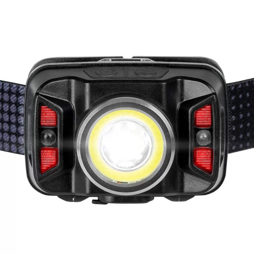 LED Dimmable rechargeable headlamp with sensor and red light LED/15W/5V IP66 430 shiny 1800 mAh