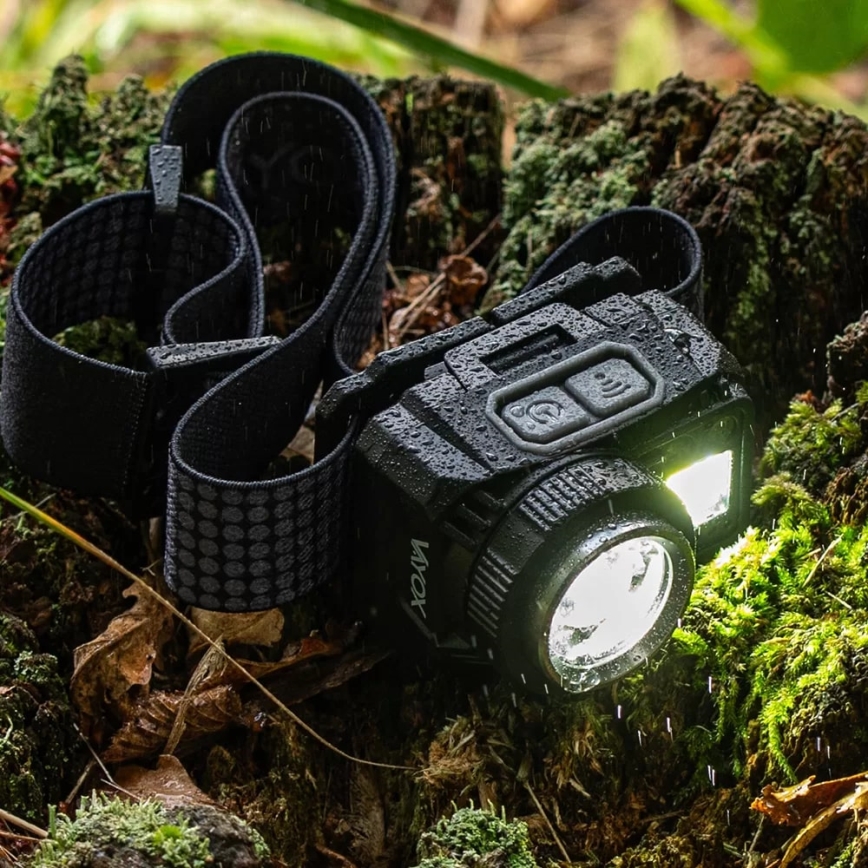 LED Dimmable rechargeable headlamp with sensor and red light LED/6W/5V/3xAAA IP44 500 shiny 1200 mAh