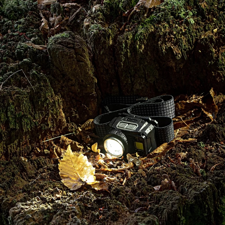 LED Dimmable rechargeable headlamp with sensor and red light LED/6W/5V/3xAAA IP44 500 shiny 1200 mAh