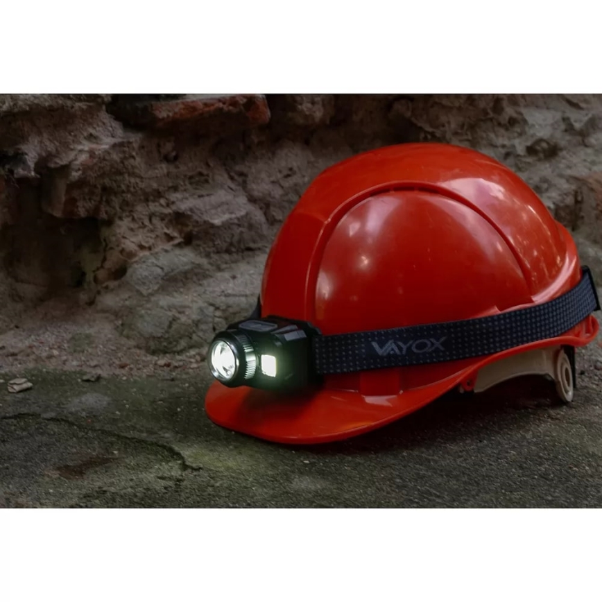 LED Dimmable rechargeable headlamp with sensor and red light LED/6W/5V/3xAAA IP44 500 shiny 1200 mAh