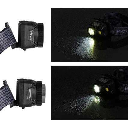 LED Dimmable rechargeable headlamp with sensor and red light LED/6W/5V/3xAAA IP44 500 shiny 1200 mAh