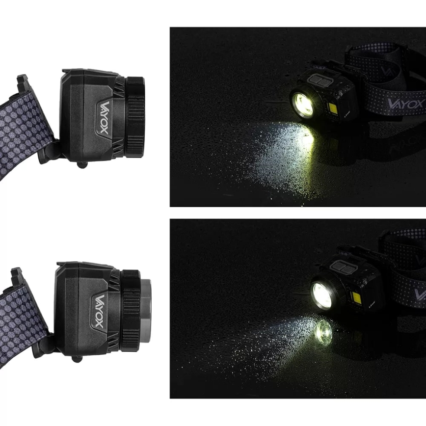 LED Dimmable rechargeable headlamp with sensor and red light LED/6W/5V/3xAAA IP44 500 shiny 1200 mAh