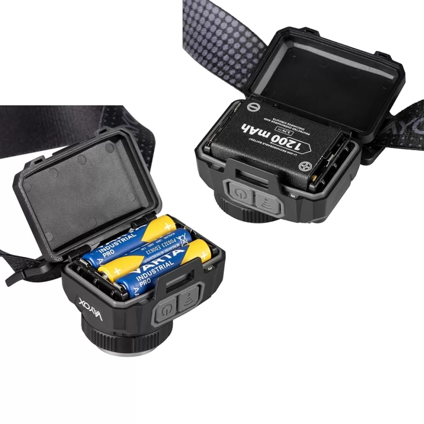 LED Dimmable rechargeable headlamp with sensor and red light LED/6W/5V/3xAAA IP44 500 shiny 1200 mAh
