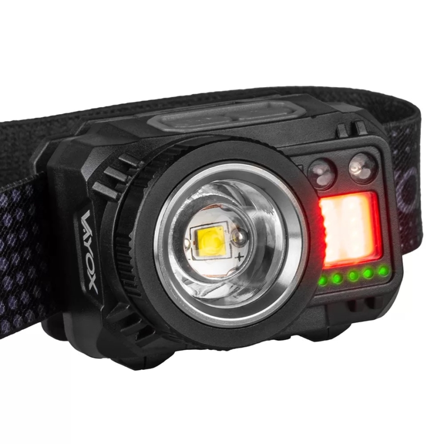 LED Dimmable rechargeable headlamp with sensor and red light LED/6W/5V/3xAAA IP44 500 shiny 1200 mAh
