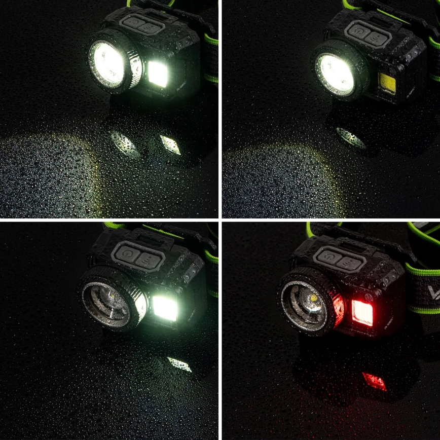 Dimmable LED Rechargeable Headlamp with Sensor and Red Light LED/6W/5V/3xAAA IP66 500 lm 1200 mAh