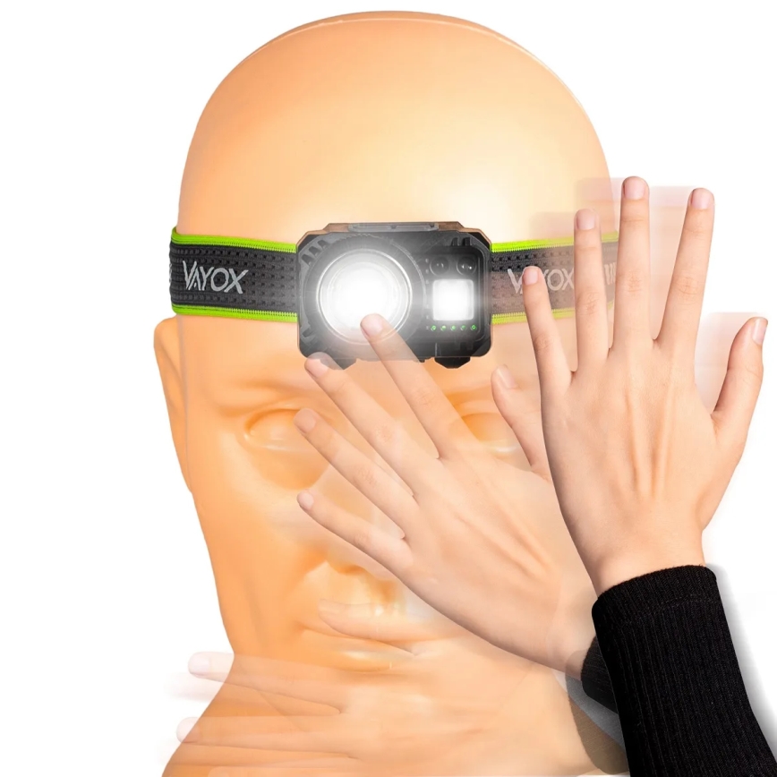 Dimmable LED Rechargeable Headlamp with Sensor and Red Light LED/6W/5V/3xAAA IP66 500 lm 1200 mAh