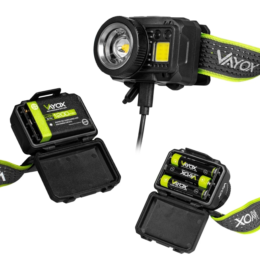 Dimmable LED Rechargeable Headlamp with Sensor and Red Light LED/6W/5V/3xAAA IP66 500 lm 1200 mAh