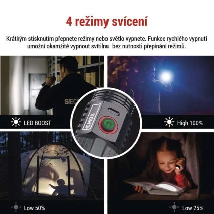 LED rechargeable metal flashlight LED/5V 3000 shiny 5000 mAh IP43