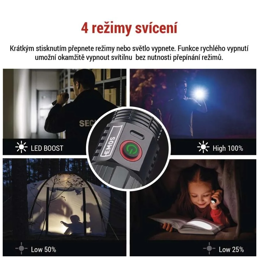 LED rechargeable metal flashlight LED/5V 3000 shiny 5000 mAh IP43
