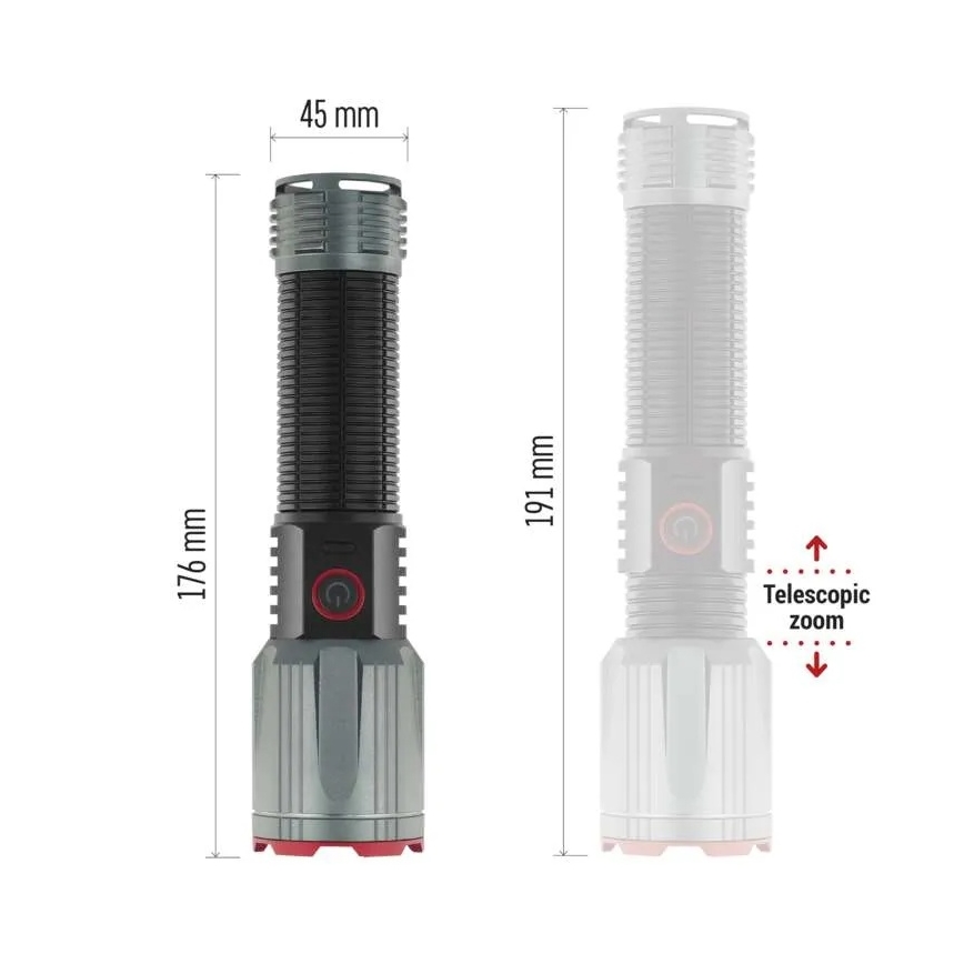 LED rechargeable metal flashlight LED/5V 3000 shiny 5000 mAh IP43
