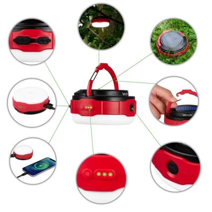 LED Dimmable rechargeable solar flashlight with a power bank function LED/3W/5V 3000/4000/6500K IPX6 500 shiny 2000 mAh