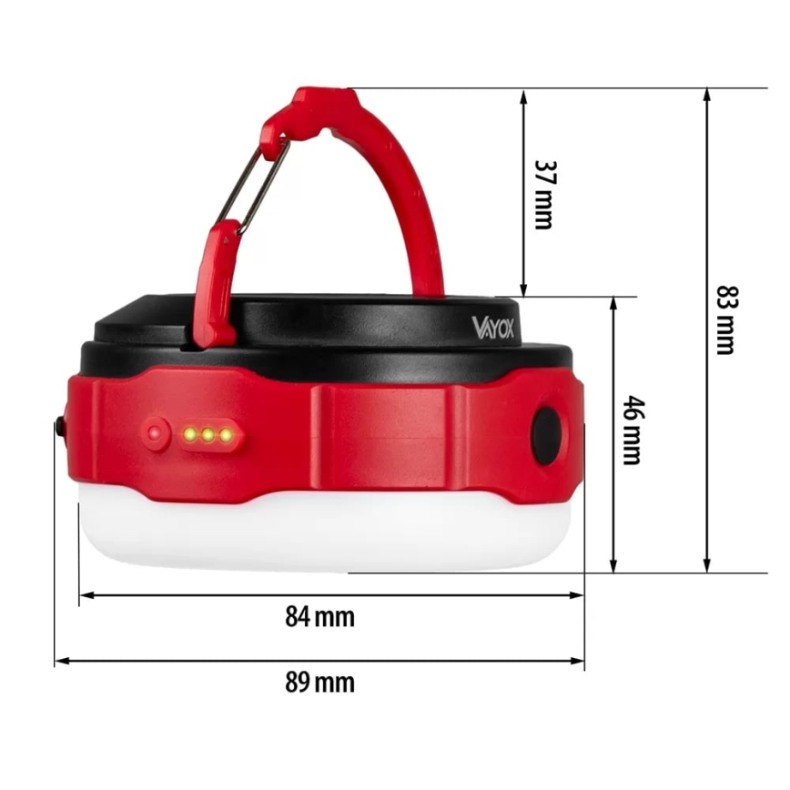 LED Dimmable rechargeable solar flashlight with a power bank function LED/3W/5V 3000/4000/6500K IPX6 500 shiny 2000 mAh
