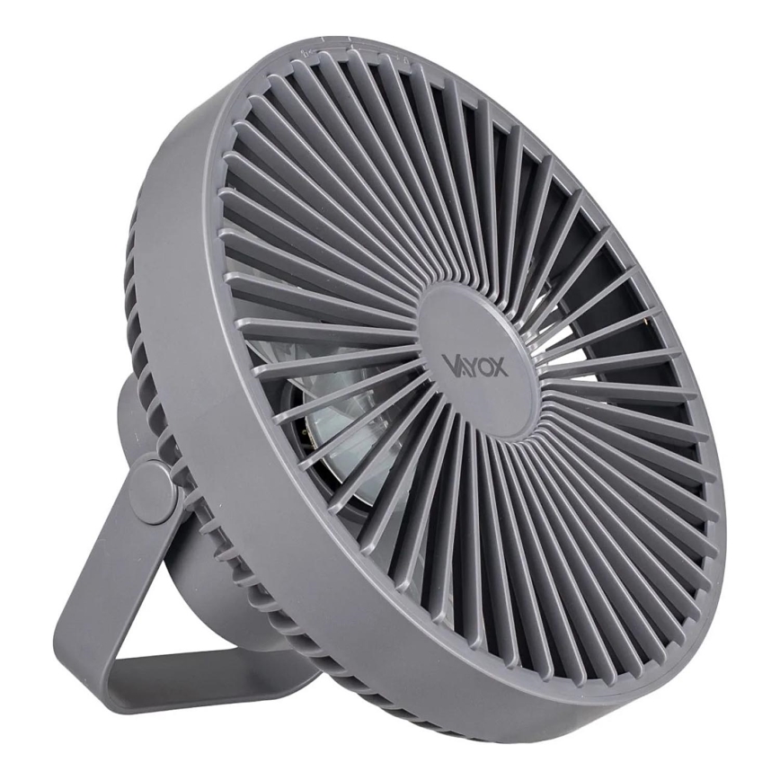 LED Rechargeable table fan with LED lighting LED/2W/5V USB 2400 mAh grey