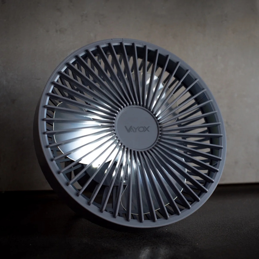 LED Rechargeable table fan with LED lighting LED/2W/5V USB 2400 mAh grey