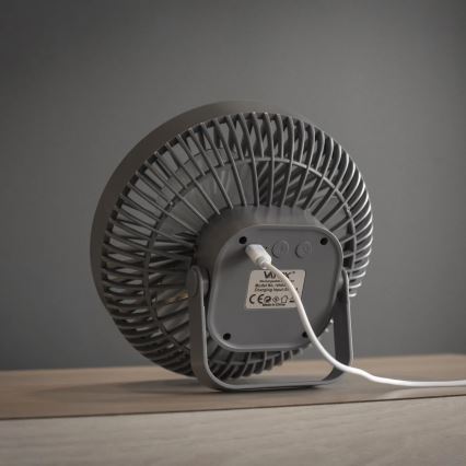 LED Rechargeable table fan with LED lighting LED/2W/5V USB 2400 mAh grey