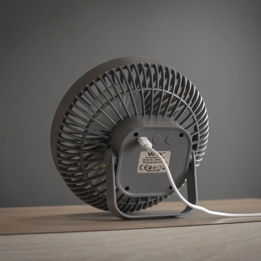 LED Rechargeable table fan with LED lighting LED/2W/5V USB 2400 mAh grey