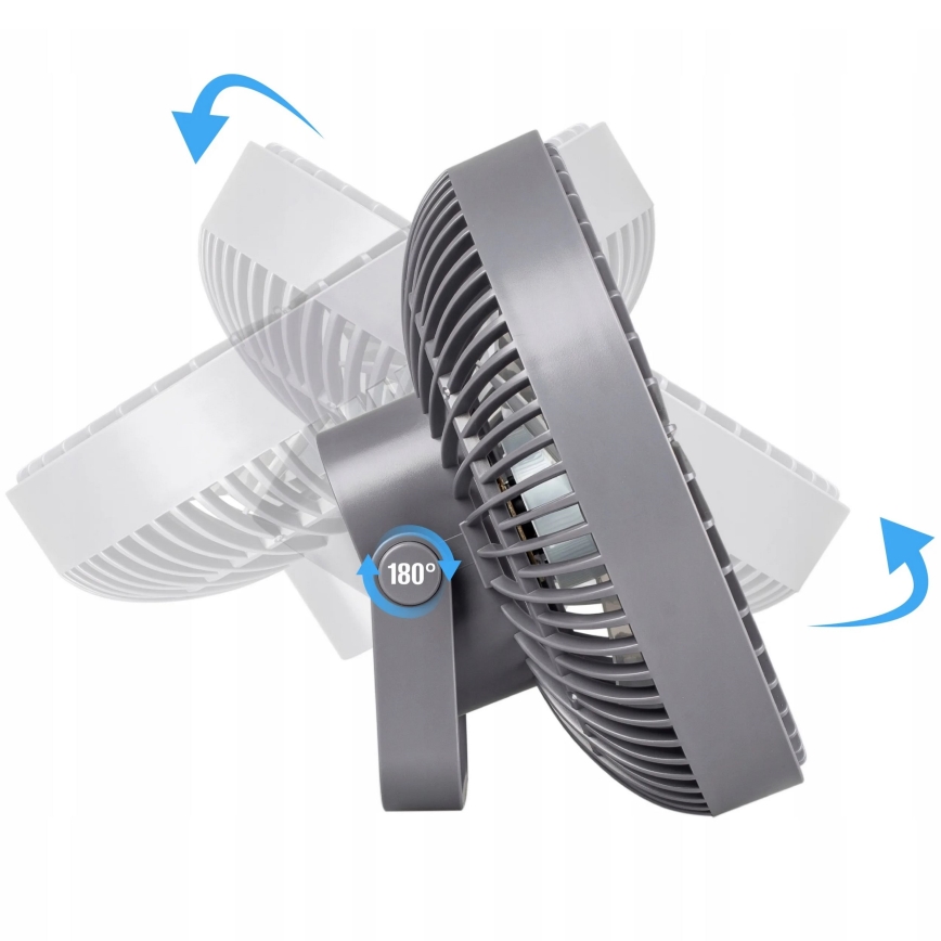 LED Rechargeable table fan with LED lighting LED/2W/5V USB 2400 mAh grey