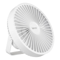 LED Rechargeable table fan with LED lighting LED/2W/5V USB 2400 mAh white