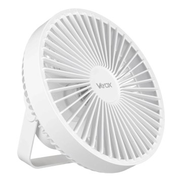 LED Rechargeable table fan with LED lighting LED/2W/5V USB 2400 mAh white