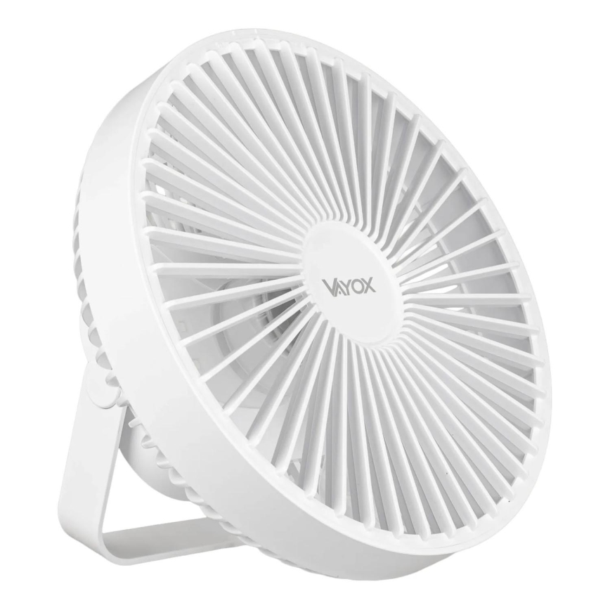 LED Rechargeable table fan with LED lighting LED/2W/5V USB 2400 mAh white