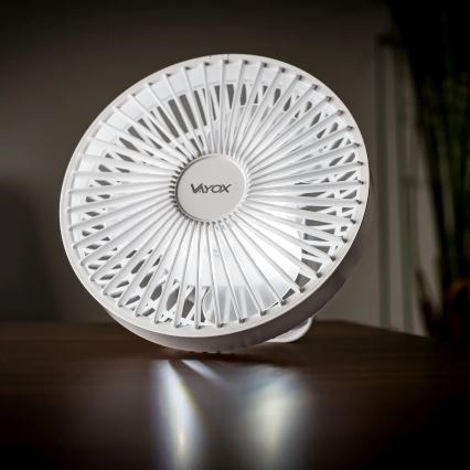 LED Rechargeable table fan with LED lighting LED/2W/5V USB 2400 mAh white