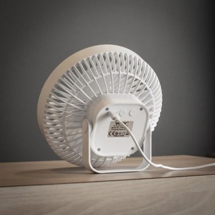 LED Rechargeable table fan with LED lighting LED/2W/5V USB 2400 mAh white