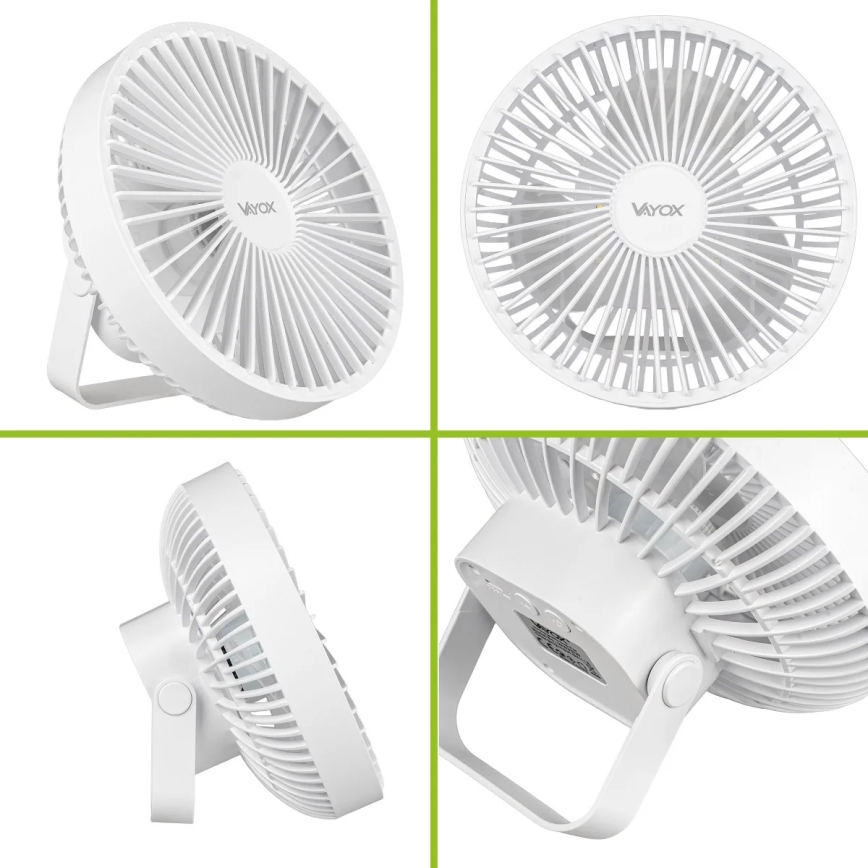 LED Rechargeable table fan with LED lighting LED/2W/5V USB 2400 mAh white