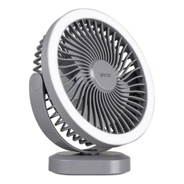 LED Rechargeable table fan with LED lighting LED/3W/5V USB 2400 mAh grey