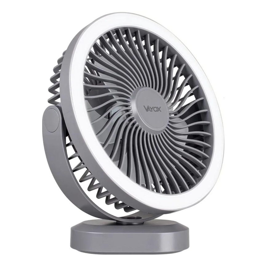 LED Rechargeable table fan with LED lighting LED/3W/5V USB 2400 mAh grey