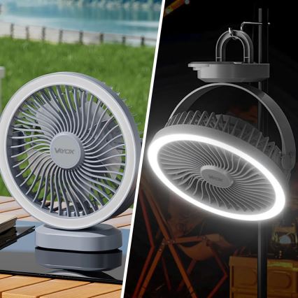 LED Rechargeable table fan with LED lighting LED/3W/5V USB 2400 mAh grey