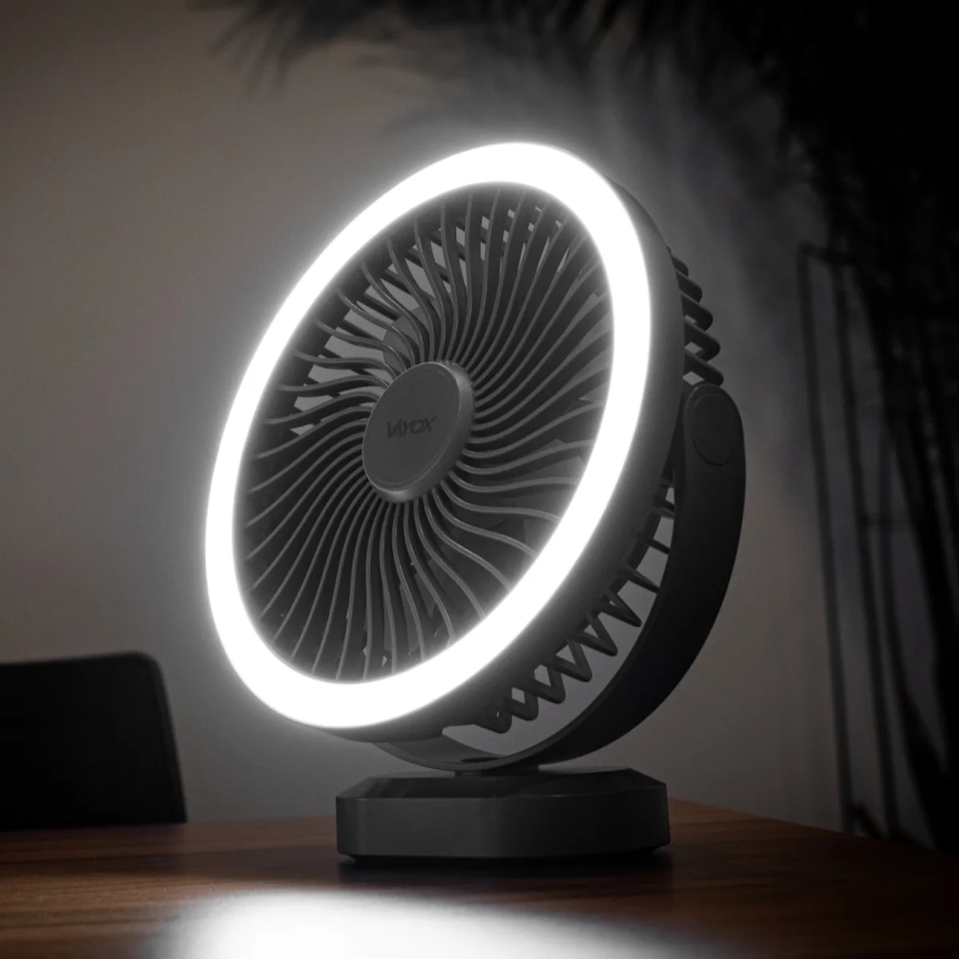 LED Rechargeable table fan with LED lighting LED/3W/5V USB 2400 mAh grey