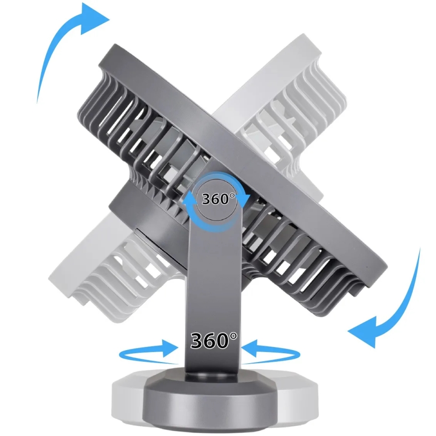 LED Rechargeable table fan with LED lighting LED/3W/5V USB 2400 mAh grey