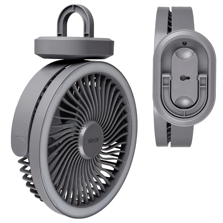 LED Rechargeable table fan with LED lighting LED/3W/5V USB 2400 mAh grey