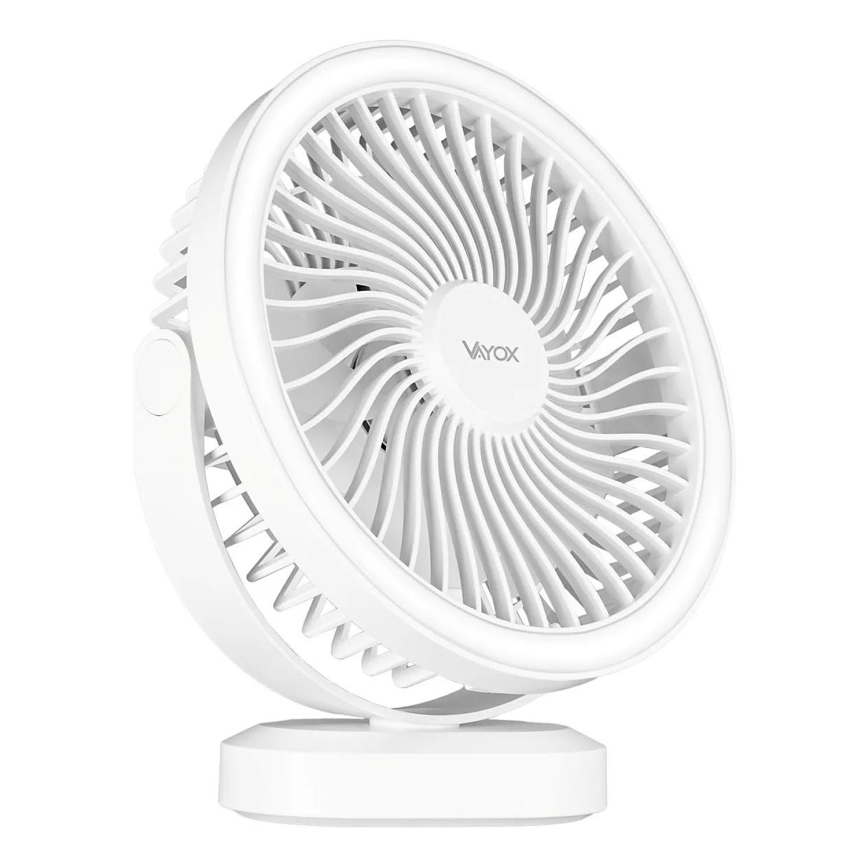 LED Rechargeable table fan with LED lighting LED/3W/5V USB 2400 mAh white