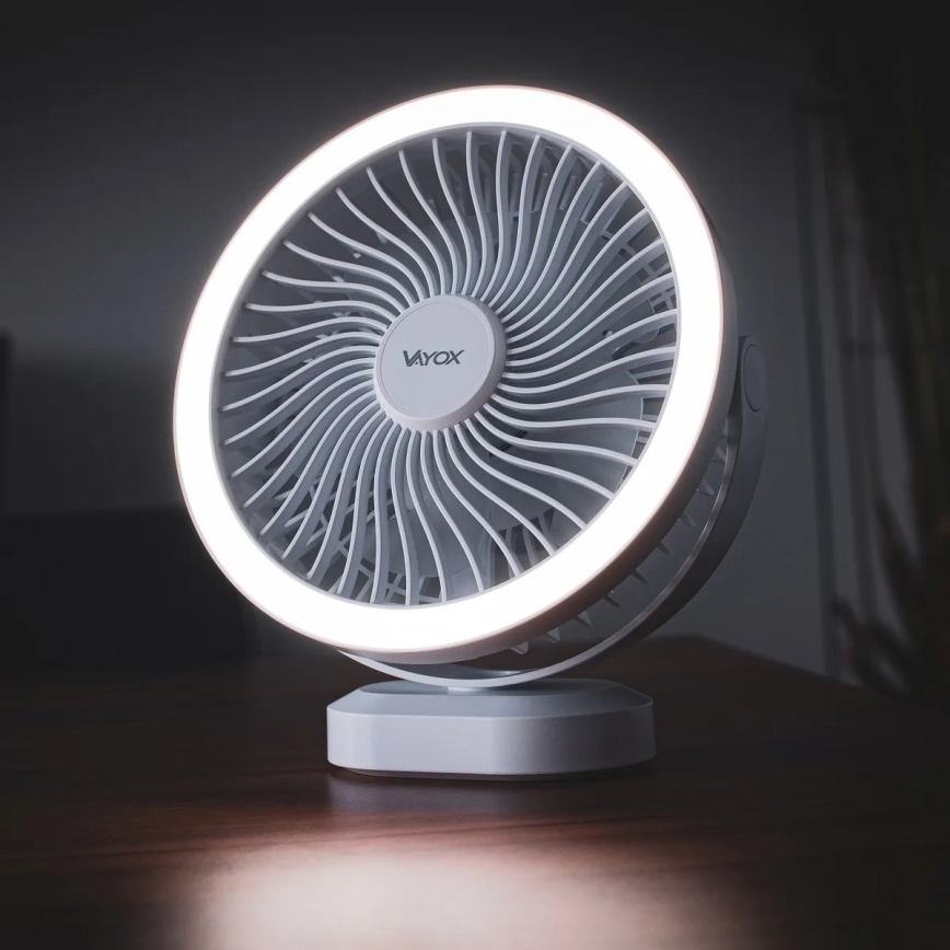 LED Rechargeable table fan with LED lighting LED/3W/5V USB 2400 mAh white