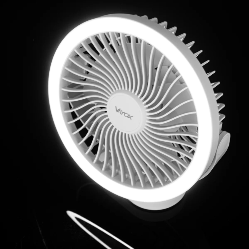LED Rechargeable table fan with LED lighting LED/3W/5V USB 2400 mAh white